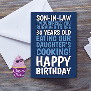 Carte gendre 30e anniversaire de la belle-famille, âge personnalisable - grande carte gendre A5