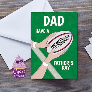 Carte de voeux rugby fête des pères pour papa, papa sportif, carte joyeuse fête des pères, fête des pères exceptionnelle, cadeau pour fan de rugby