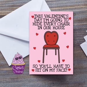Tarjeta divertida para el día de San Valentín: juego de palabras atrevido "Siéntate en mi cara"