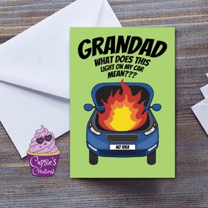 Carte d'anniversaire grand-père, lumière sur ma voiture, aide - carte d'anniversaire drôle pour lui - carte vierge pour toute occasion