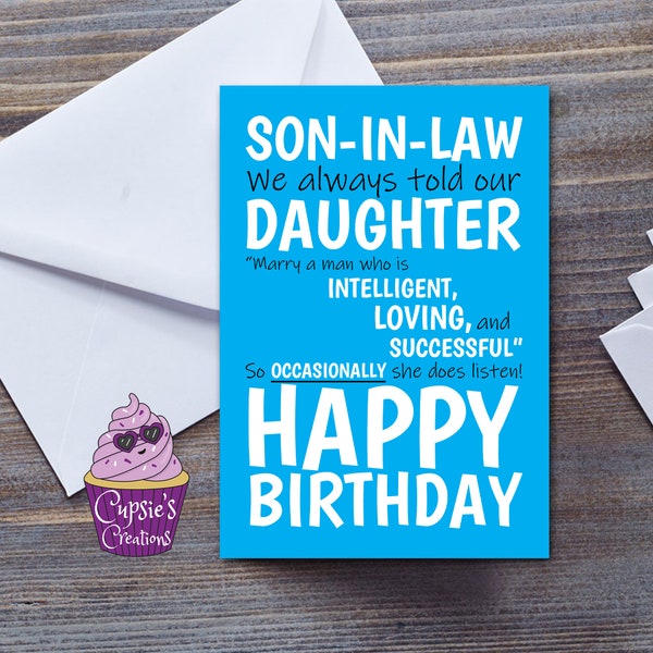 Funny Son In Law Birthday Card,  Large A5 Special Son-In-Law Card