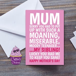 Divertida tarjeta para el Día de la Madre: Qué suerte que me tuviste a mí y no solo a mi hermano. Tarjeta de felicitación grande tamaño A5 para mamá