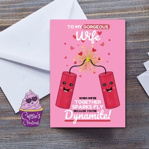 Linda tarjeta de feliz San Valentín para ella, esposa, novia o prometida, romántica y sincera Somos perfectos juntos Cita de Sparks Fly Dynamite