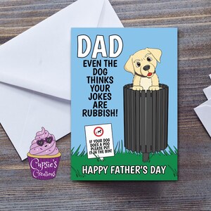 Tarjeta divertida para el Día del Padre - Tarjeta del Día del Padre del Perro - Chiste de Papá Malo - Impresa en el Reino Unido - Tarjeta de felicitación grande A5