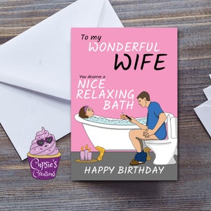 Funny Wife Birthday Card UK, To My Wonderful Wife, Funny Happy Birthday Greeting Card For Her, Rude Birthday Card, Large A5 Size