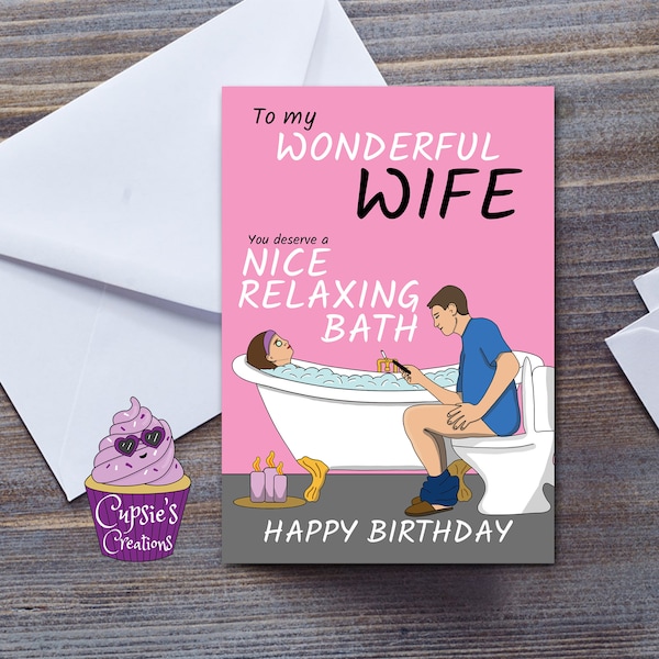 Funny Wife Birthday Card UK, To My Wonderful Wife, Funny Happy Birthday Greeting Card For Her, Rude Birthday Card, Large A5 Size