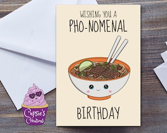 Pho-Nomenal Birthday Card - Noodles Card - Cup Noodles - Happy Birthday Card - For Him - For Her - Funny Food Cards - Large A5 UK