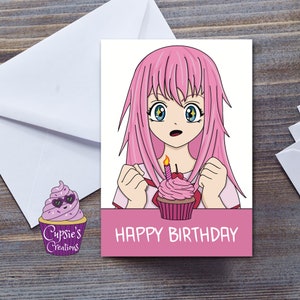 Carte d'anniversaire anime pour fille, cadeau anime pour elle, carte de voeux manga japonais