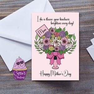 Emotiva tarjeta para el Día de la Madre: ¡Como una flor, tu bondad ilumina cada día! - Tarjeta de felicitación grande tamaño A5 para mamá