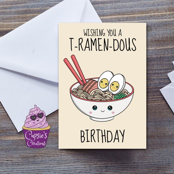 Cute Ramen Birthday Card Tremendous Day - Noodles Card - Cup Noodles - Happy Birthday Card - For Him - For Her - Funny Cards - Large A5 UK