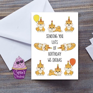 Tarjeta de cumpleaños de perro Shiba Inu - Tarjeta de felicitación de animal lindo - Tarjeta para amantes o dueños de perros