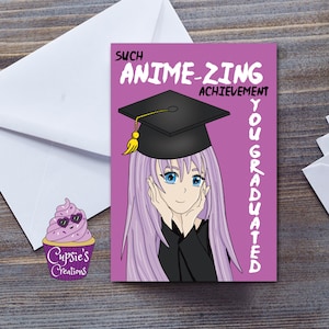 Felicitaciones por su tarjeta de graduación, título de anime y manga, maestría, doctorado, título, doctorado, regalos de graduación