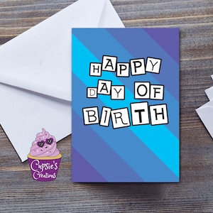 Tarjeta de feliz cumpleaños con nombre o edad personalizada para él o para ella. Tarjetas divertidas. Tarjeta grande A5 o 7x5.