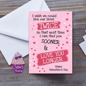 Carte de Saint-Valentin Love You Longer - Carte de Saint-Valentin sincère pour un partenaire qui vous aime - Grande carte de voeux A5