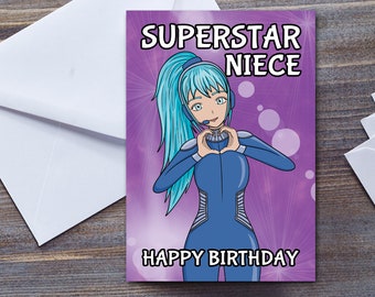 Anime Birthday Card For Niece | Superstar Niece | Birthday Gift For Niece | Cute Card For Girl