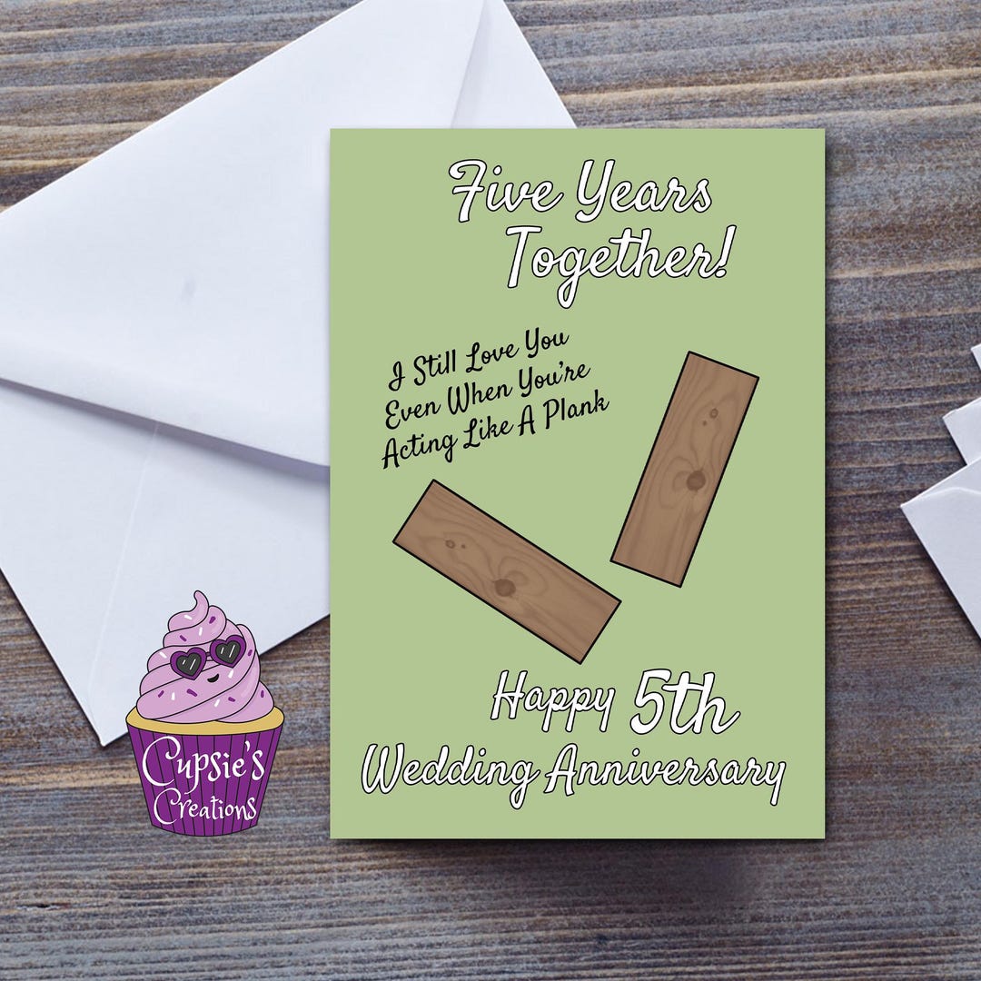Funny 5th Anniversary Card For Husband Wife, Cute Wood Anniversary Pun Card Gifts For Him Her 5 Years Together Wedding Anniversary Card For Couple I Wood Marry You All Over Again