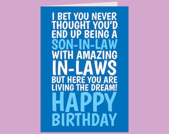 Funny Son-In-Law Birthday Card for Adult Men
