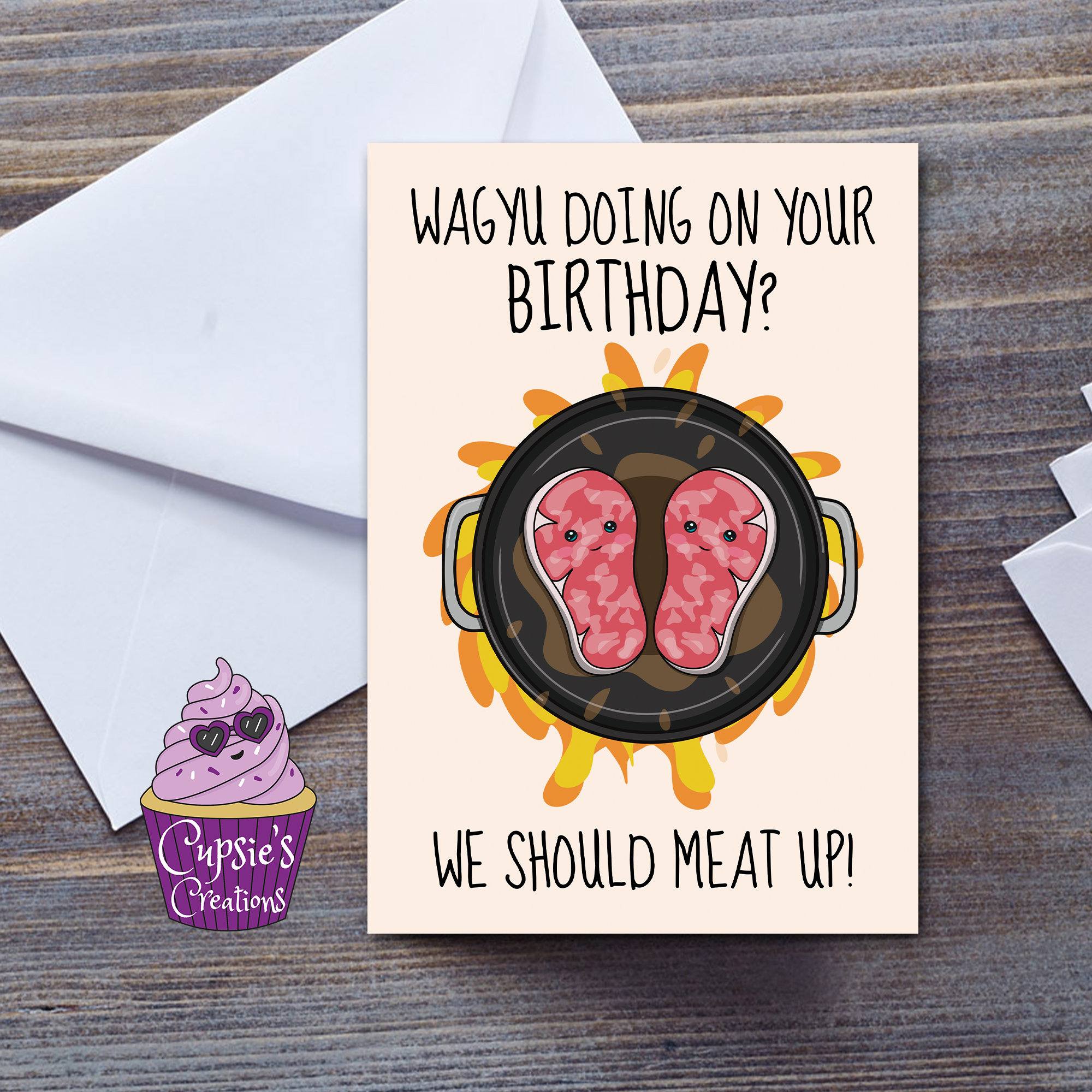 Cute Birthday Card Wagyu Beef Meat Eater Card Funny Steak Pun Card