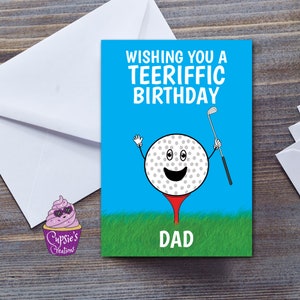 Tarjeta de cumpleaños de golf divertida personalizada, Tarjeta de cumpleaños para golfista, Tarjeta de broma de golf, Tarjeta de felicitación Teeriffic grande A5