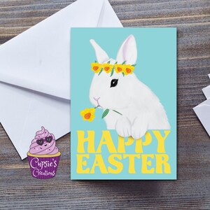 Tarjeta de Pascua Feliz Conejito de Pascua, Lindo Conejo Personalizado, Para Nieta, Hija o Sobrina, Tarjeta Grande A5