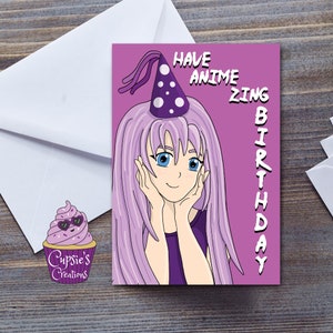 Tarjeta de cumpleaños de anime - Tarjeta de cumpleaños de manga - Tarjeta de anime japonés kawaii para novia - Tarjeta para esposa - Tarjeta de regalo para amante del anime
