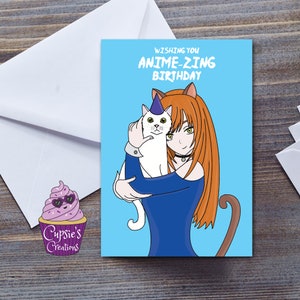 Tarjeta de cumpleaños anime - Tarjeta de cumpleaños manga - Anime japonés Kawaii para novia, esposa o amiga - Regalo para la tarjeta de cumpleaños amante del anime