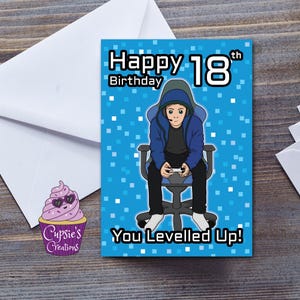 Tarjeta de cumpleaños para videojugador de cualquier edad - Tarjeta de felicitación de cumpleaños para videojuegos