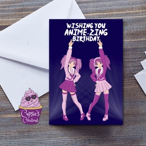 Tarjeta de cumpleaños anime - Tarjeta de cumpleaños manga - Baile kawaii, cumpleaños fiesta de baile - Regalo para la tarjeta de cumpleaños amante del anime