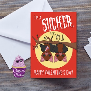 Tarjeta divertida para el día de San Valentín: soy un fanático de ti: murciélagos vampiros