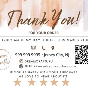 Puede incluir: Gracias! por tu pedido. Realmente me hiciste el día. ¡Espero que esto te haga feliz!! Dream Craft 999.999.9999. Jersey City, NJ DREAMCRAFTURU HTTP://www.dreamcrafturu.com Si estás contento con tu compra, ¡nos encantaría saberlo!!