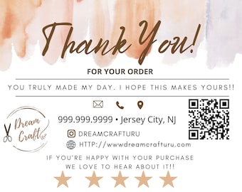 Printable Thank You Cards Business Template Poshmark Etsy Small Business Thank You For Your Purchase Editable Customer Packaging Insert Note
