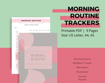 Morgen Routine Tracker Printable | Meditation Tracker | Visualisierung | Affirmationen | Sofortiger PDF-Download | Größe A4, A5, US Letter