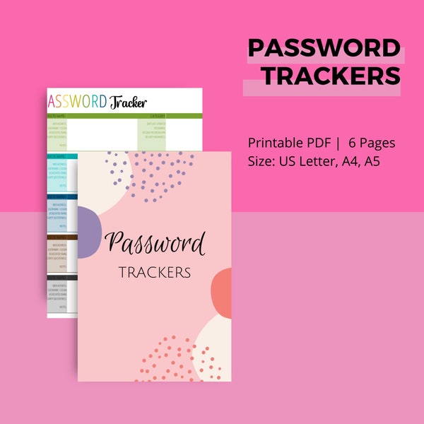 Password Trackers Printable Bundle | 6 Versions | Website Username & Password | Instant PDF Download | Sizes: A4, A5, US Letter