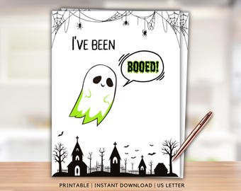 Kit de juego imprimible "Te han abucheado", divertida actividad de Halloween para amigos, vecinos y compañeros de trabajo, letrero de abucheo y etiquetas de golosinas.