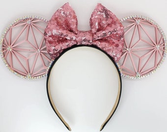 3D ROSE GOLD Epcot Spaceship Earth Mouse Ears