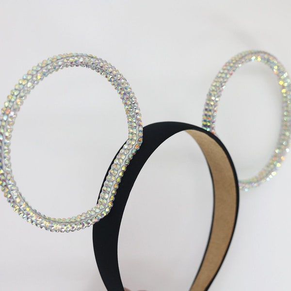3D All Sides Rhinestone IRIDESCENT Mouse Ears Minnie Rings Full Covered Bedazzled Sparkly Rim
