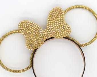 3D Gold Full Rhinestone Mouse Ears