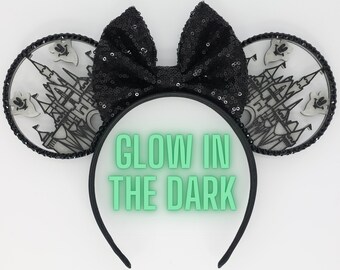 3D Glow In The Dark Disneyland Sleeping Beauty Castle Ghost Inspired Halloween Mouse Ears