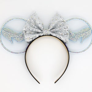 3D Sparkly Cinderella Glass Slipper Blue Glitter Mouse Ears