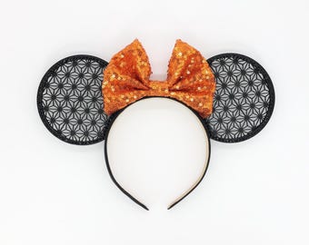 3D Epcot Spaceship Earth Mouse Ears | Choose Your Sequin Bow Color