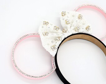 3D Butterfly Couture Clear Crystal Rhinestone Bow Mouse Ears