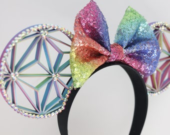 3D Multicolored Epcot Spaceship Earth Inspired Mouse Ears
