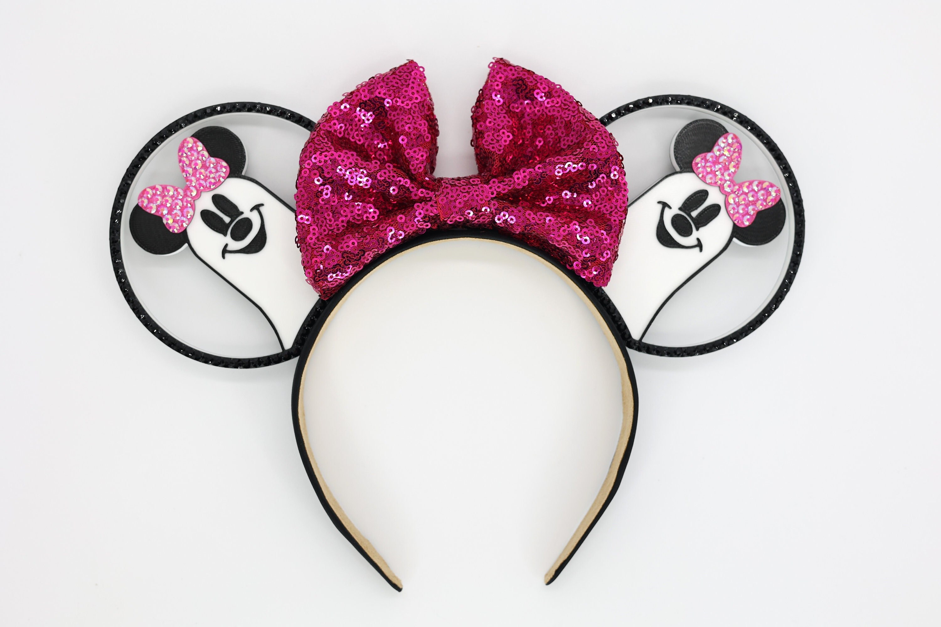 3D BARBIE Pink Minnie Bow IRIDESCENT Full Rhinestone Mouse Ears Loungefly Disney Minnie Mouse Pink Pearl Mini Backpack | Hot  main image 4