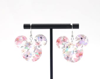 FLOWERS/IRIDESCENT Magical Mouse Dangle Earrings