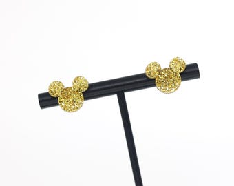 GOLD GLITTER Magical Mouse Earrings