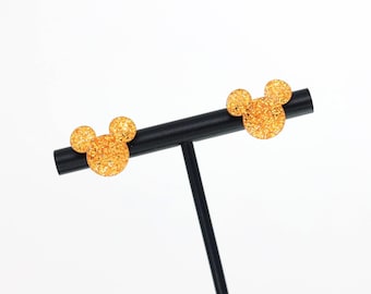 ORANGE GLITTER Magical Mouse Earrings