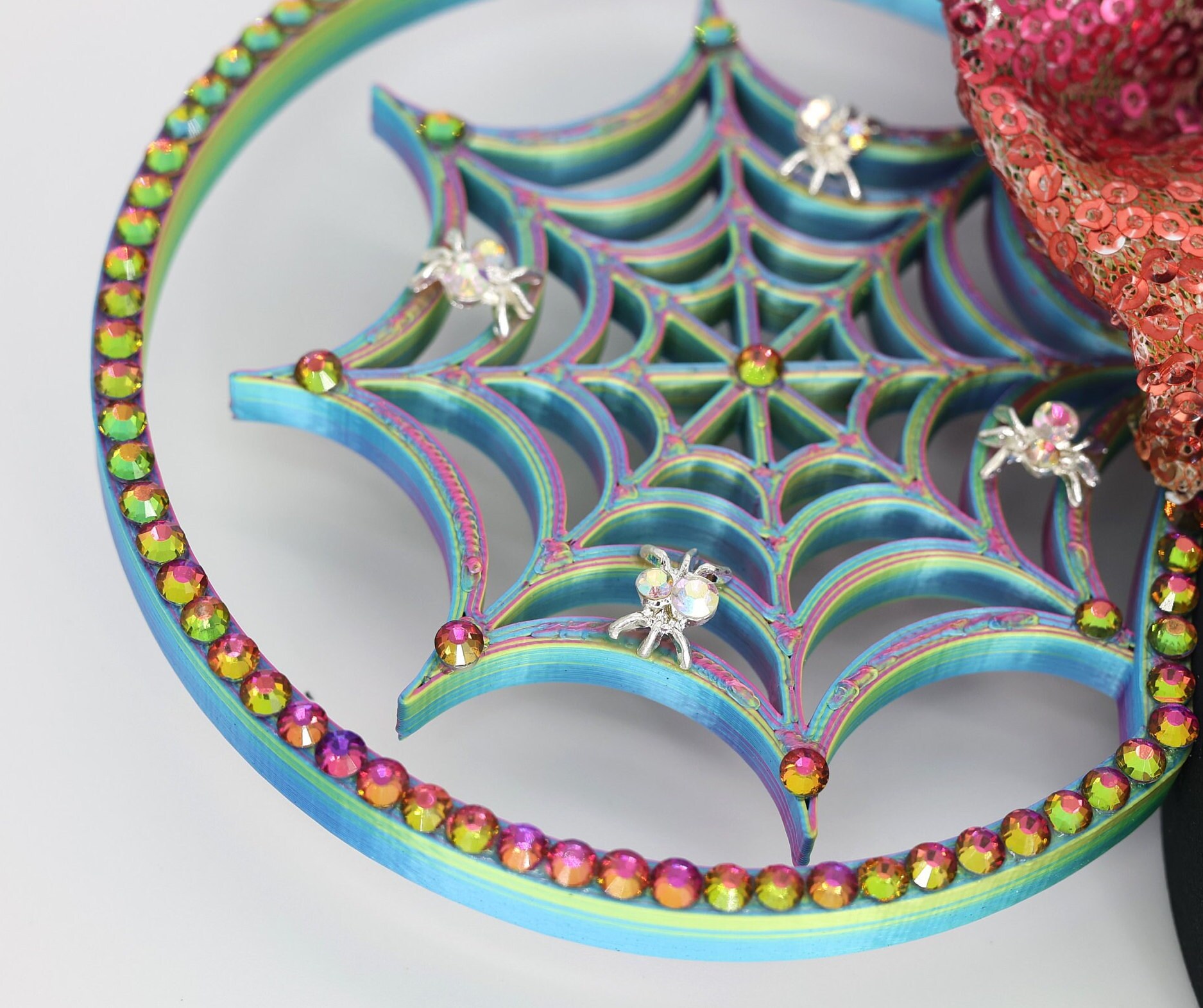 3D COLOR CHANGING Sparky Rhinestone Iridescent Spiders Multicolor Mouse ...