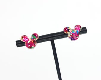 PINK/MULTICOLORED FLAKES Magical Mouse Earrings