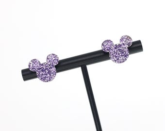 PURPLE GLITTER Magical Mouse Earrings