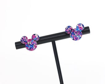 PINK/BLUE CONFETTI Magical Mouse Earrings